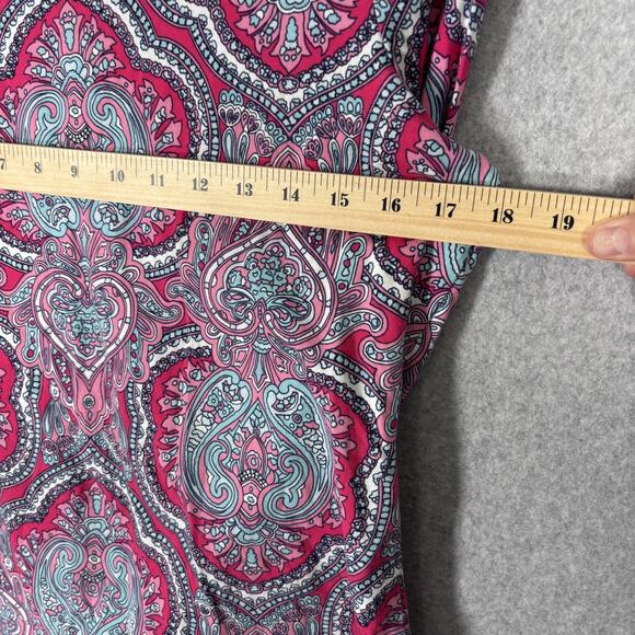 The Talbots Tee Medium Petite Pink Blue Paisley Cotton Soft Thin Jersey Preppy - Picture 6 of 9